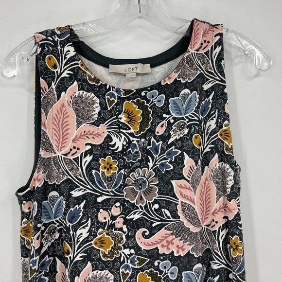 Loft A Line Multicolor Floral Print Pullover Sleeveless Womens S Soft - Picture 2 of 6